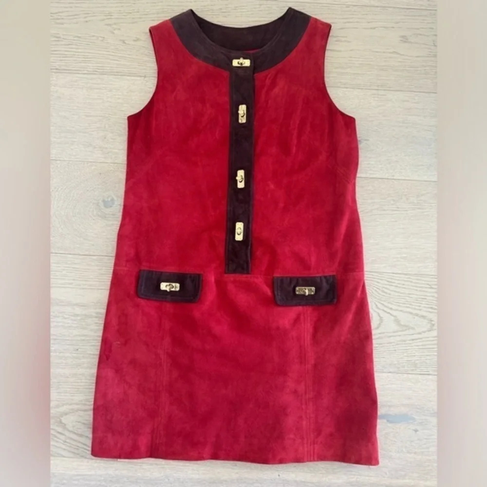 Vintage Milly Shift soft suede dress with gold buckles